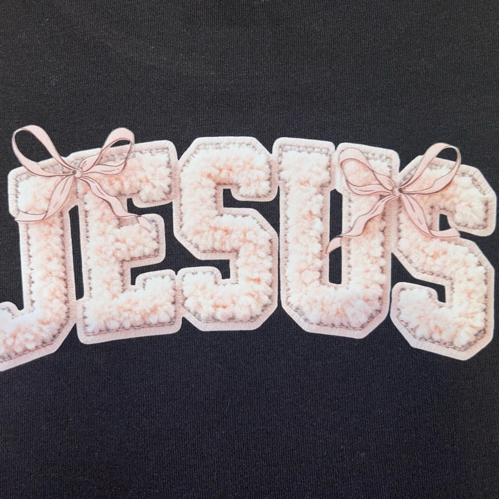 Black Sweatshirt with Pink JESUS Custom Design